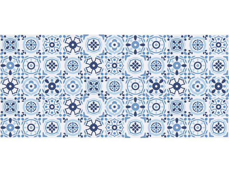Vinilo pared Azulejos Mix Azul y Bronce - Wasabi Project