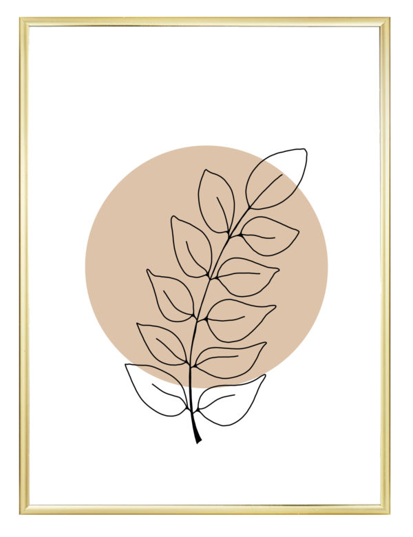 Lámina decorativa Planta Minimalista 2 con marco dorado