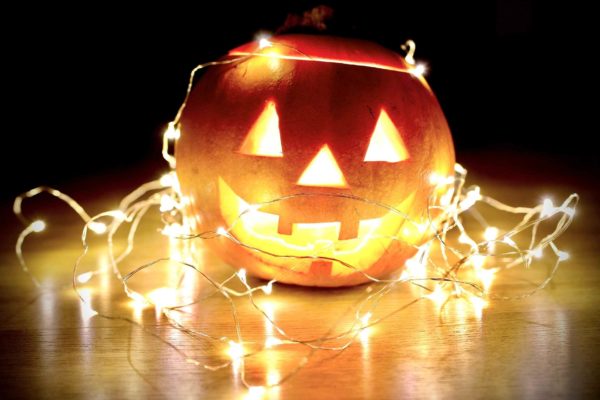 calabaza con luces decoración Halloween