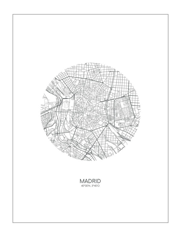Lámina decorativa Mapa Madrid sin marco